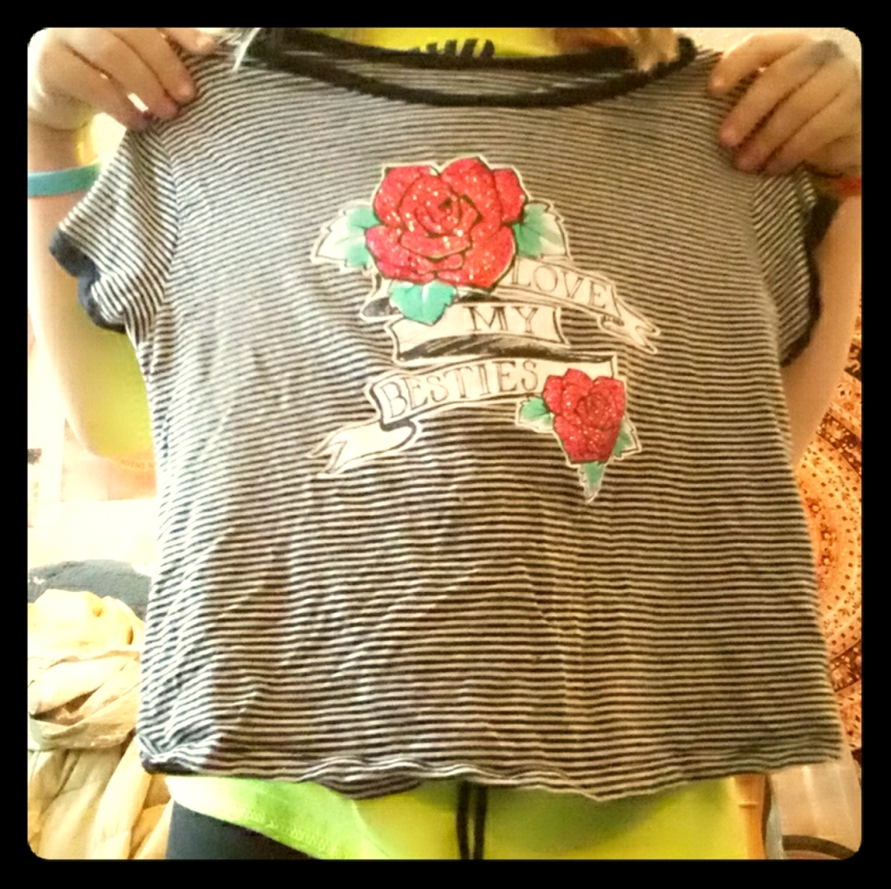 Black and white striped love my besties t-shirt